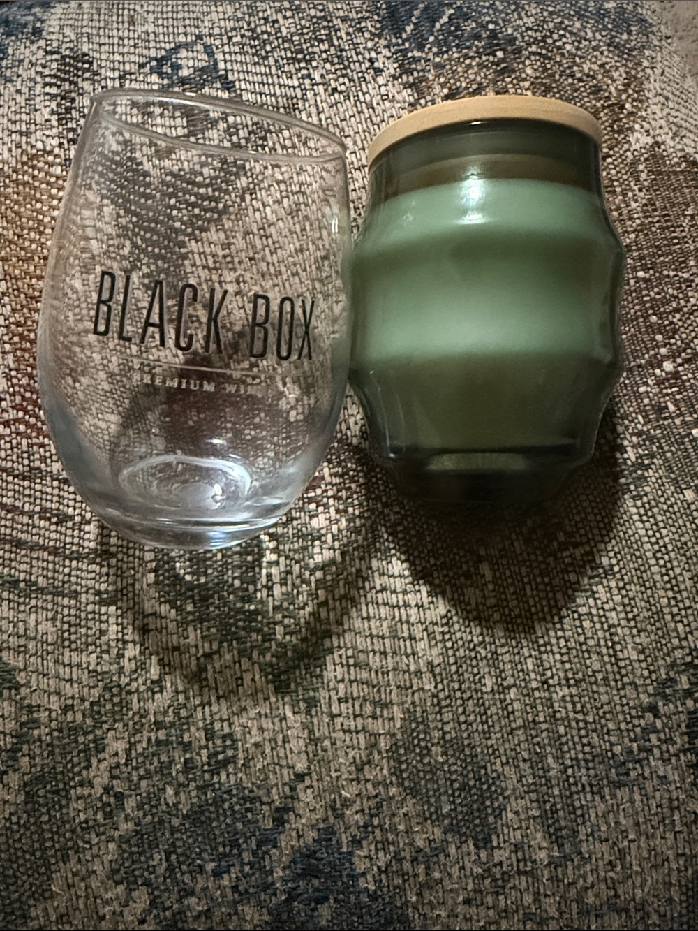 NWT 2-piece BOGO Whiskey + Oak Candle and wine glass